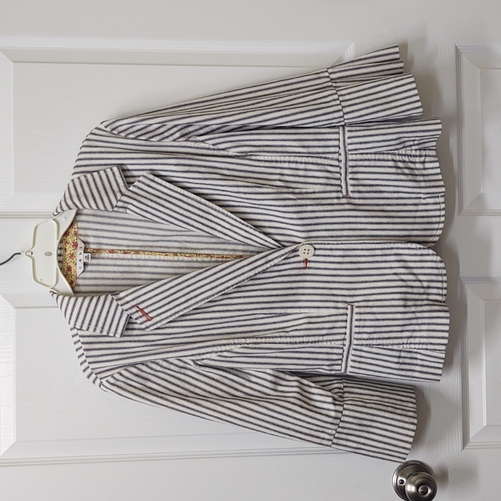 CAbi Striped Nautical Ticking Blazer Size 12